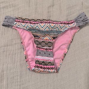 Multi colored and pattern BOHO bikini bottoms.